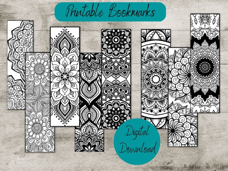 Printable Colorable Bookmark, Color You Own Bookmark, Digital Bookmark ...