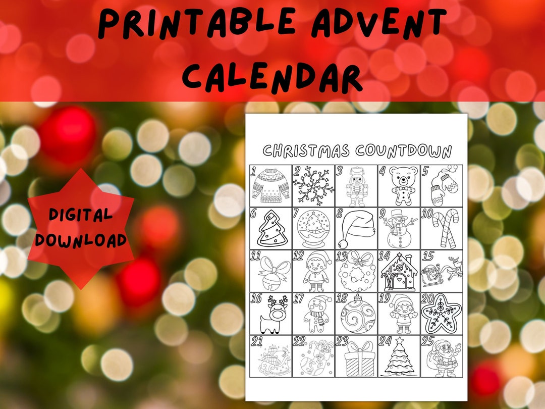 Printable Christmas Advent Calendar Countdown Calendar - Etsy