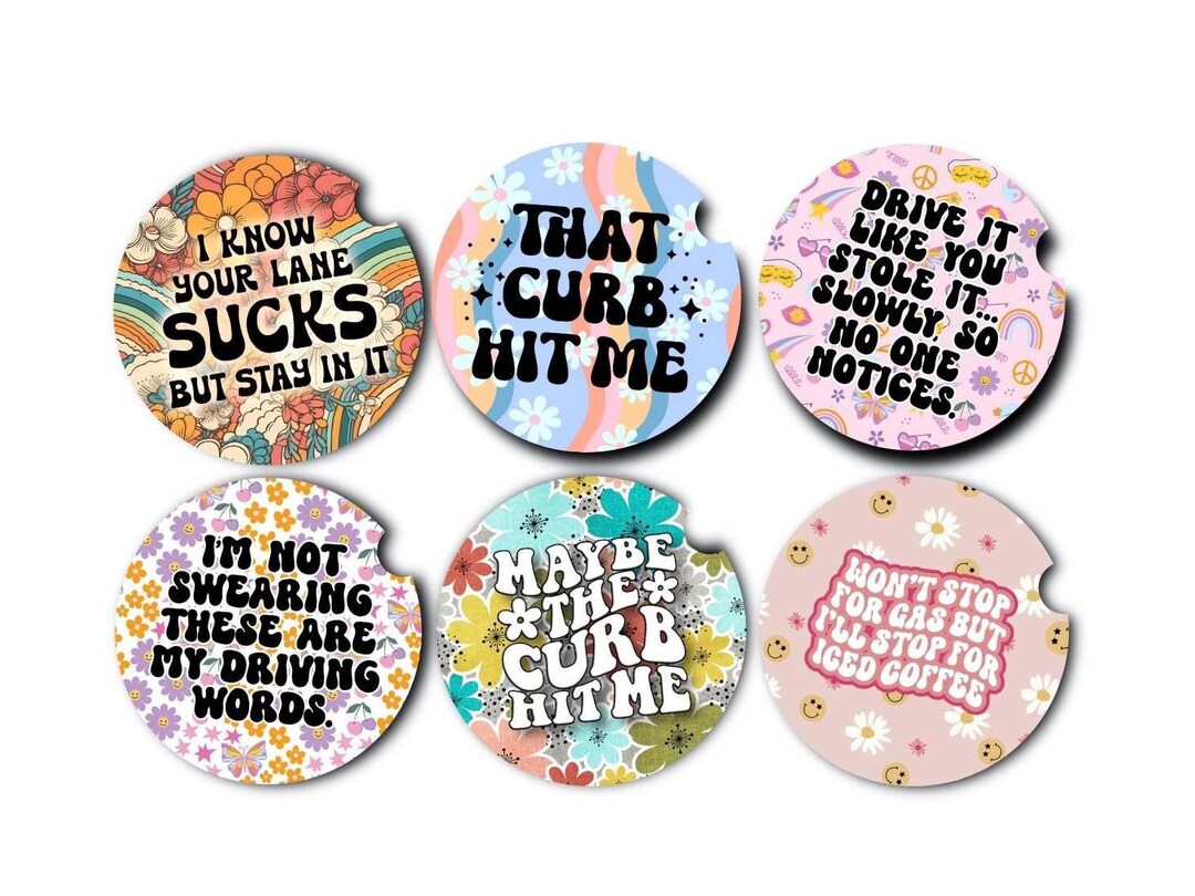 Funny Car Coasters, Set of Two, Coasters With Sarcastic Sayings, Gift ...