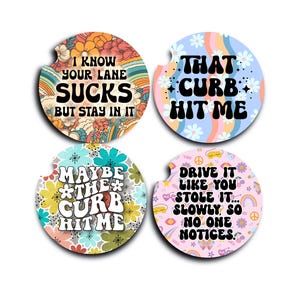 Funny Car Coasters: Sarcastic Sayings, Set of Two