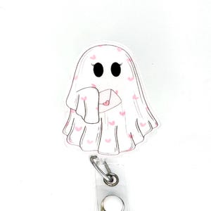 Valentine Badge Reel - Ghost With Hearts