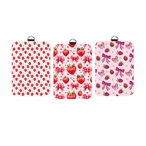 Strawberry Badge Holder,  Coquette ID Badge Holder, Fruit Lanyard Accessories, Coworker Gift