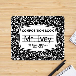 Personalized Teacher Mousepad: Composition Book Design