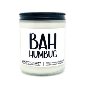 Bah Humbug candle | 40+ New Holiday Scents | Christmas Gift | Stocking Stuffer | SUNDAY SOMEDAY | NonToxic | Vegan | Soy & Coconut Wax | 8oz