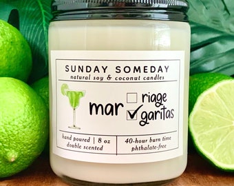 Margaritas over Marriage | Citrus Lime Margarita | Fun Summer Vacation Candle | SUNDAY SOMEDAY | Soy & Coconut Wax | Vegan | Non-Toxic | 8oz