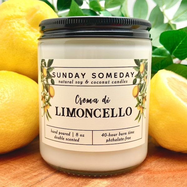 Crema di Limoncello Candle | Limoncello Cream | Italian Lemon Candle | Sunday Someday Soy & Coconut Wax Candles | Vegan | Non-Toxic | 8 oz