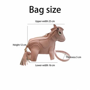 Sac pour femme drôle à la mode et mignon dessin animé 3D sac poney créatif sac à bandoulière tendance avec gland image 4