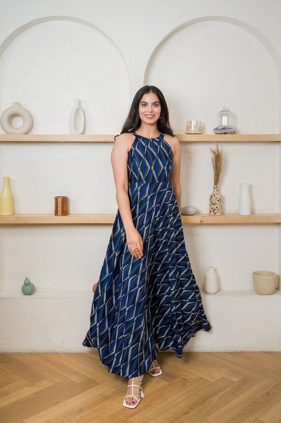 Outfits maxi vestido azul cheap