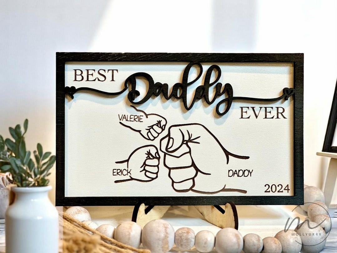 Personalized Best Dad Fist Bump Sign, Father’s Day Gift From Kids ...