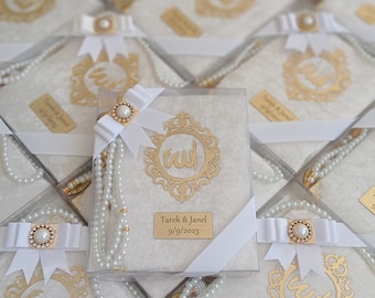 Personalized Velvet Dua Book Tasbeeh Pouch with Decorated Box Muslim Gift Set | Eid Gift | Wedding Gift | Baby Shower Gift | Hajj Umrah Gift