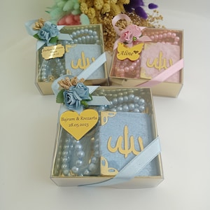 Velvet Mini Quran Pearl Tasbeeh Decorated Box Gift Set | Eid Favor | Wedding Favors | Baby Shower Favor | Graduation Favor | Muslim Favor
