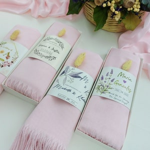 Scialli in pashmina di vari colori, sciarpa in pashmina, scialle per damigelle d&#39;onore, bomboniere per gli ospiti, pashmine all&#39;ingrosso, bomboniere per la festa nuziale,