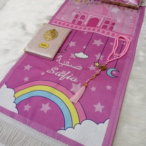 Tappetino da preghiera di lusso per bambini, tappeto da preghiera per bambini Kaaba, Ramadan Eid, tappeto da preghiera per bambini, regalo Eid per bambini, regalo islamico