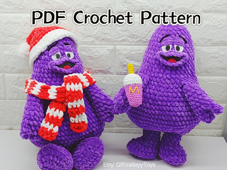 Schema PDF per l'uncinetto di peluche amigurumi Grimice di Buon Natale immagine 1