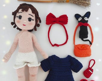 Pdf Virkmönster Häxan och katten Amigurumi docka