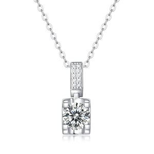 Moissanit Diamant 1CT Halskette Stirling Silber 925 - Zertifikat inklusive