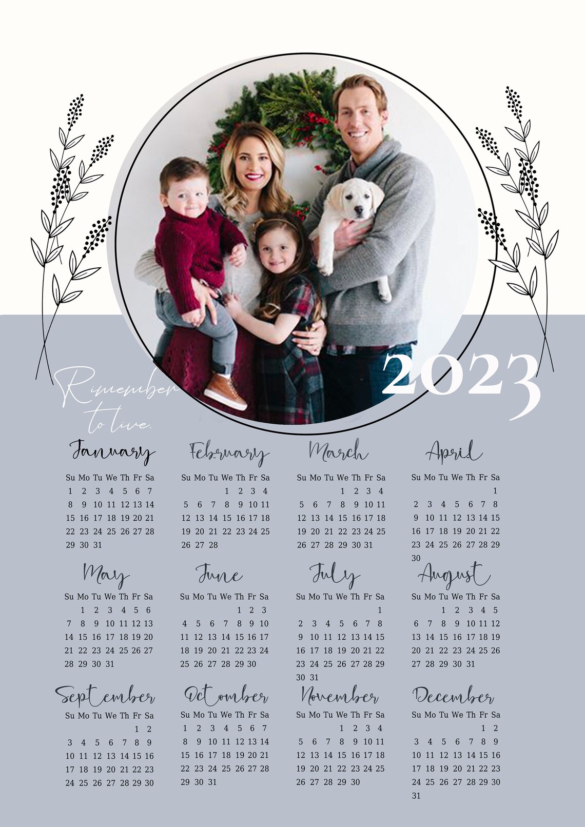 2023 Custom Printable Yearly Calendar, Family Calendar, Personalized ...