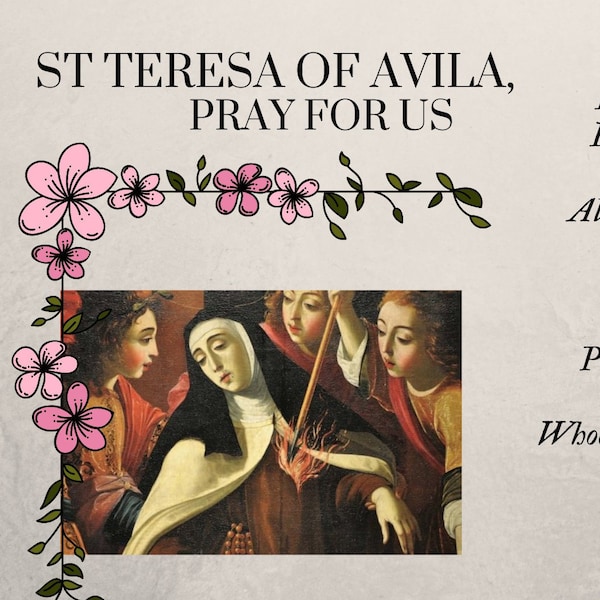 St. Teresa of Avila Prayer Card Etsy