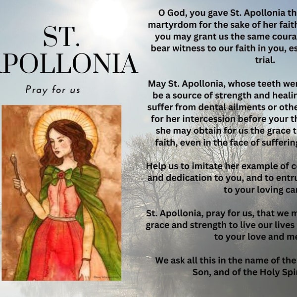 St Apollonia Prayer Card Etsy