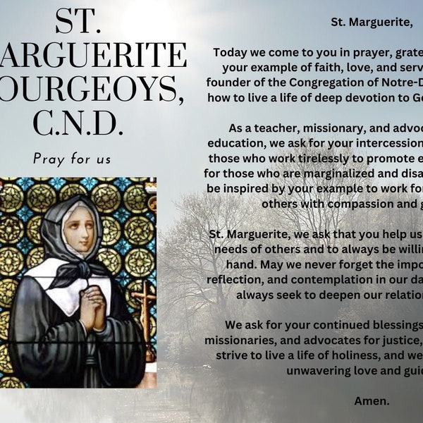 St. Marguerite Bourgeoys, pray for us - Prayer Card