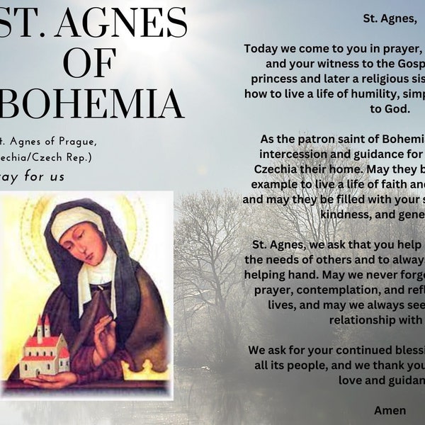 St Agnes of Bohemia (Prague/Czechia) pray for us - Prayer Card