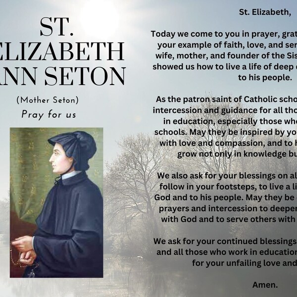 St Elizabeth Ann Seton, bid voor ons - Gebedskaart