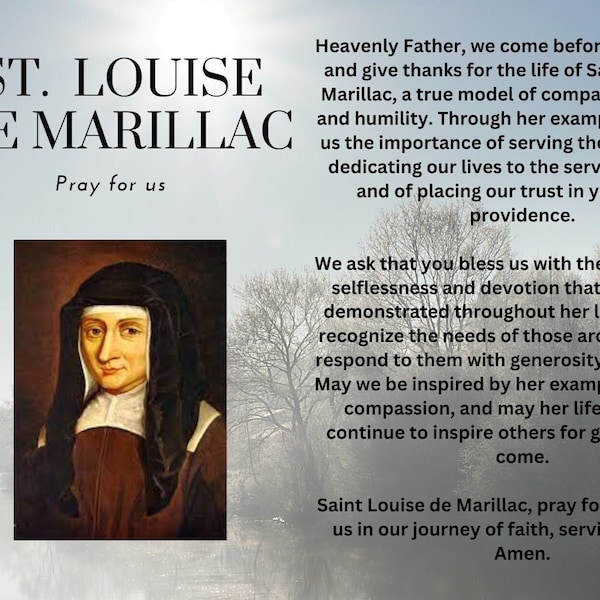 St Louise de Marillac, pray for us - Prayer Card