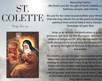 St Colette, pray for us - Prayer Card