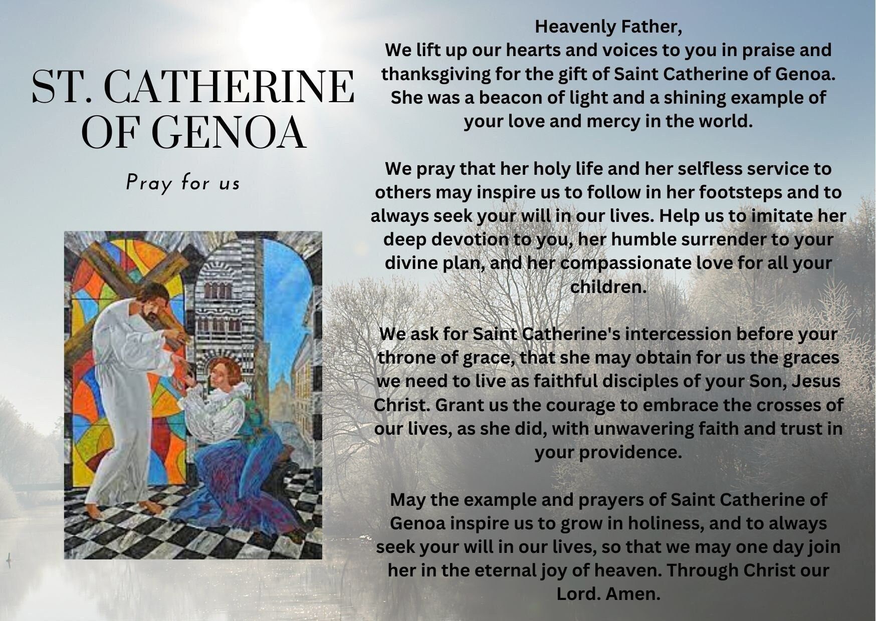 St Catherine of Genoa, Pray for Us Prayer Card Etsy