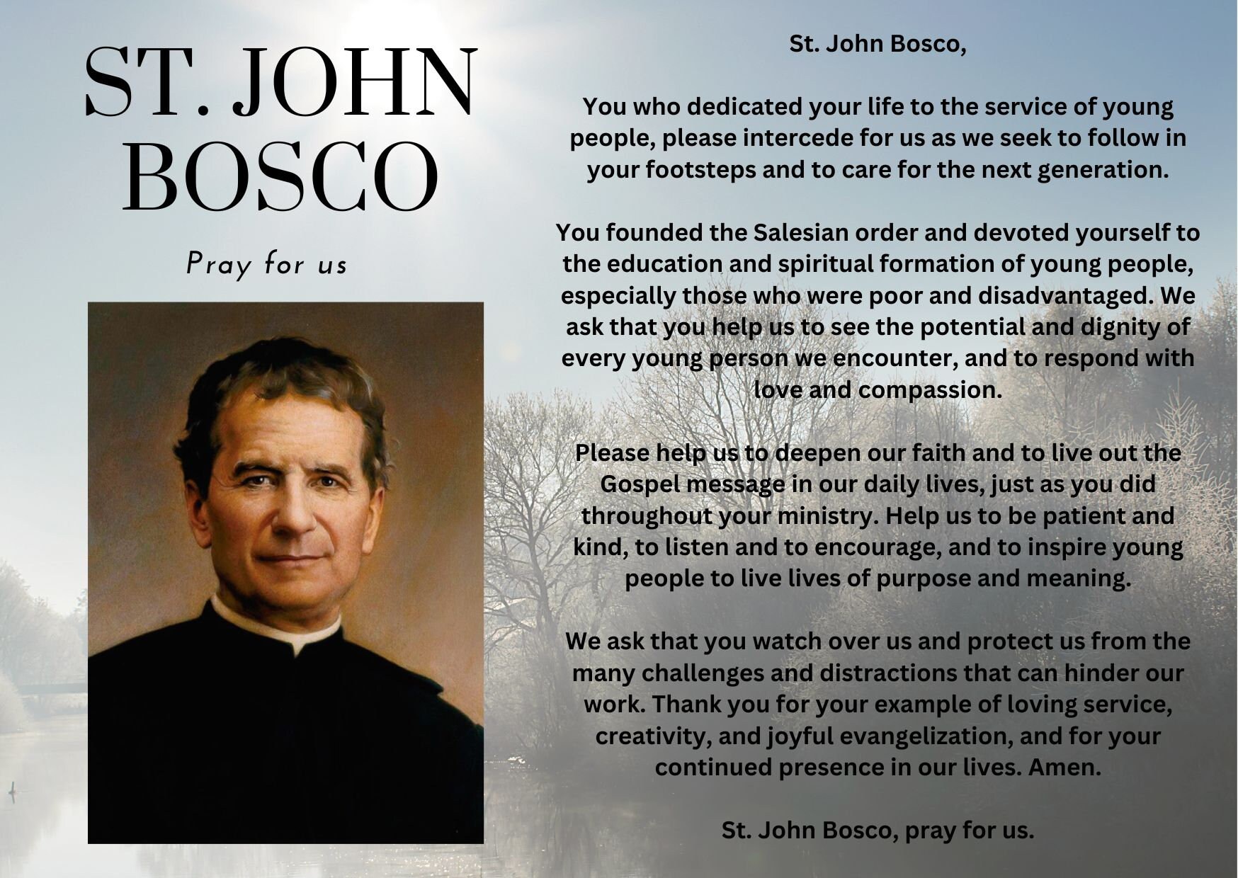 St. John Bosco, Pray for Us Prayer Card Etsy
