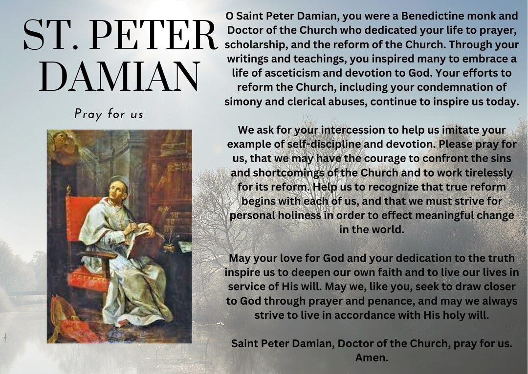 St Peter Damian Pray for Us Prayer Card Etsy