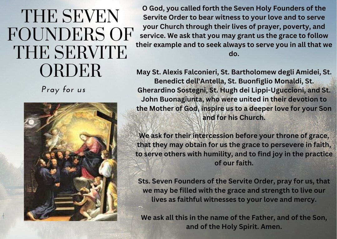 The Seven Founders of the Servite Order Prayer Card Etsy