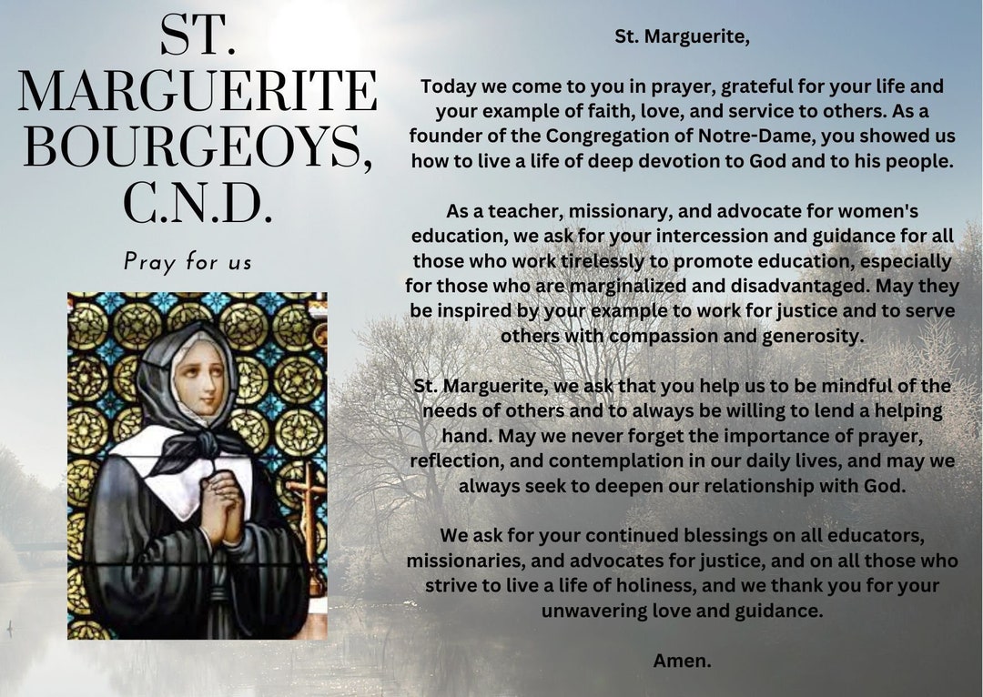 St. Marguerite Bourgeoys, Pray for Us Prayer Card Etsy