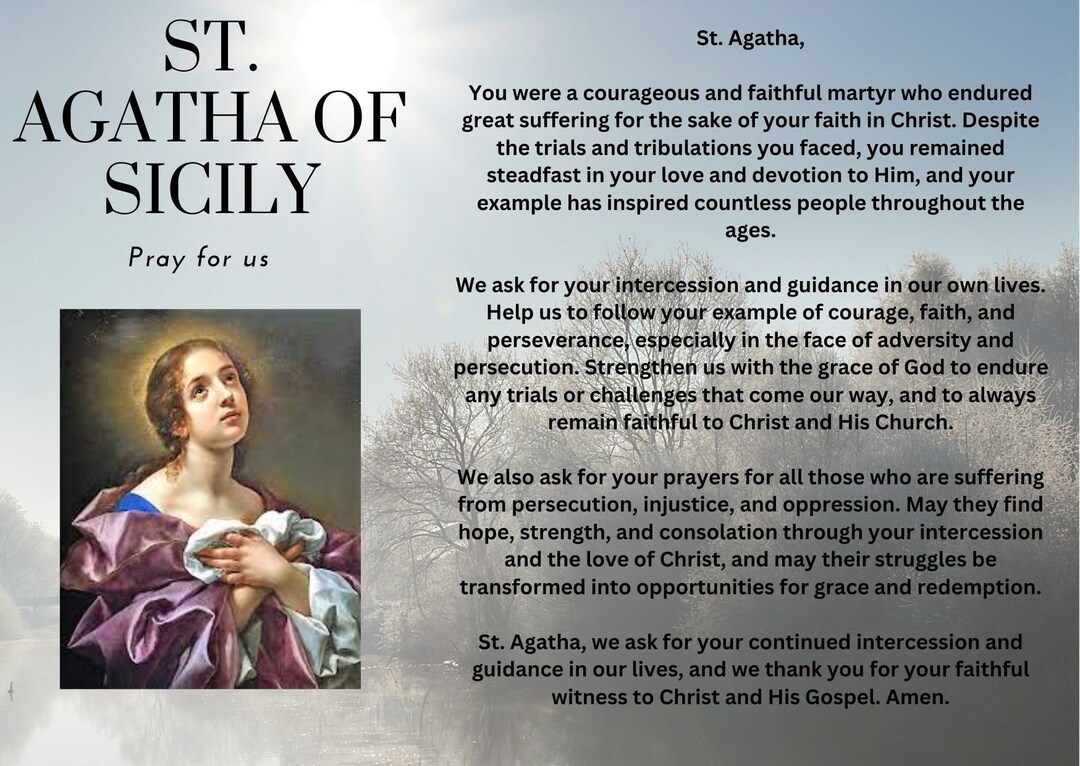 St Agatha Pray for Us Prayer Card Etsy