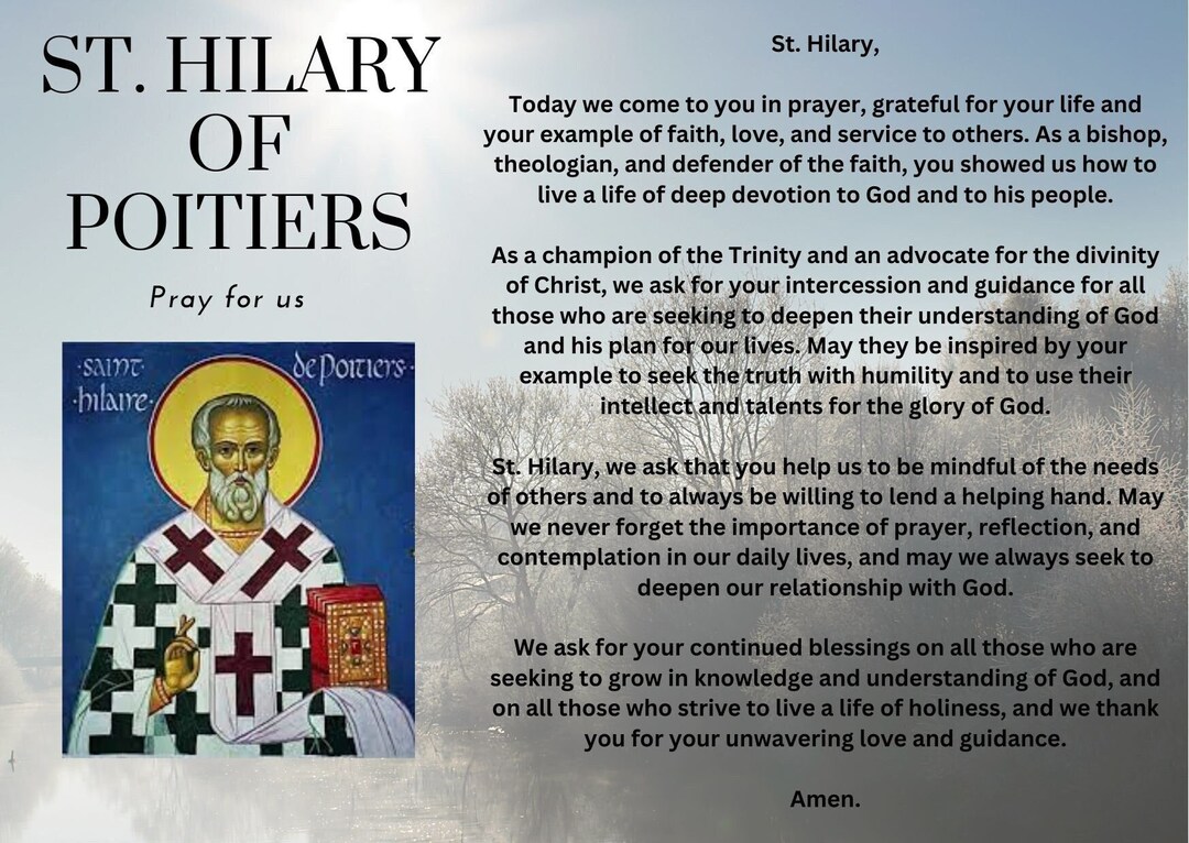 St. Hilary of Poitiers, Pray for Us Prayer Card Etsy