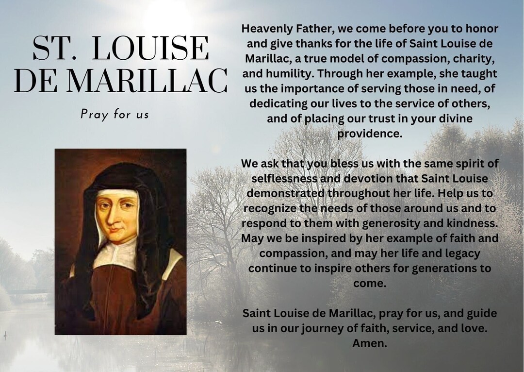 St Louise De Marillac, Pray for Us Prayer Card Etsy