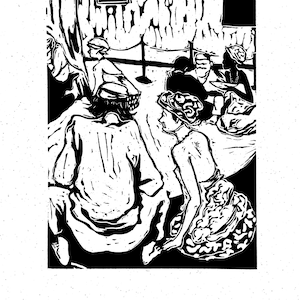 Linocut handmade Original Brazil Africa Dance Umbanda