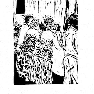 Linocut handmade Original Brazil Africa Dance Umbanda