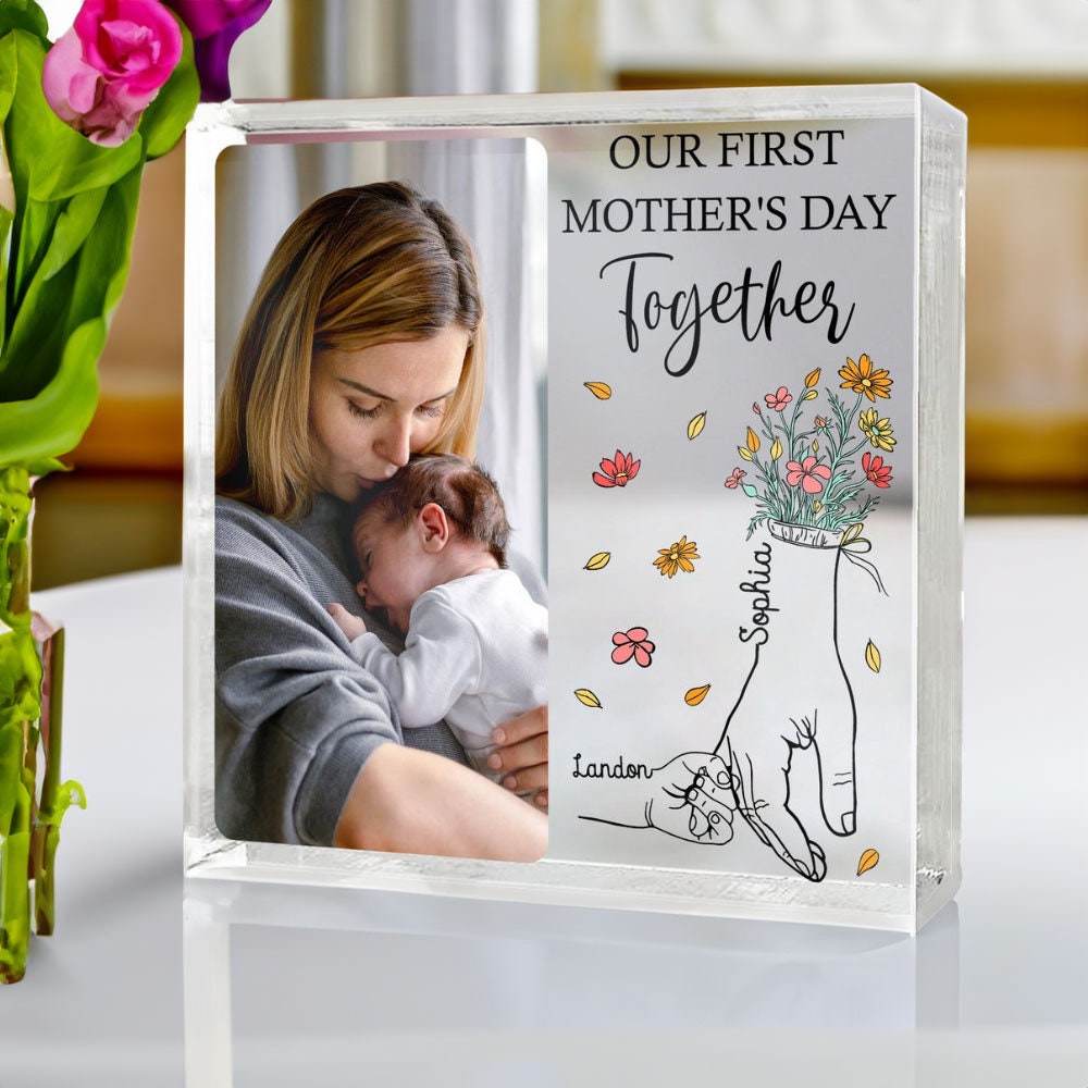 Personalized Acrylic Photo Acrylic Plaque - Our First Mother's Day Together Hand Holding