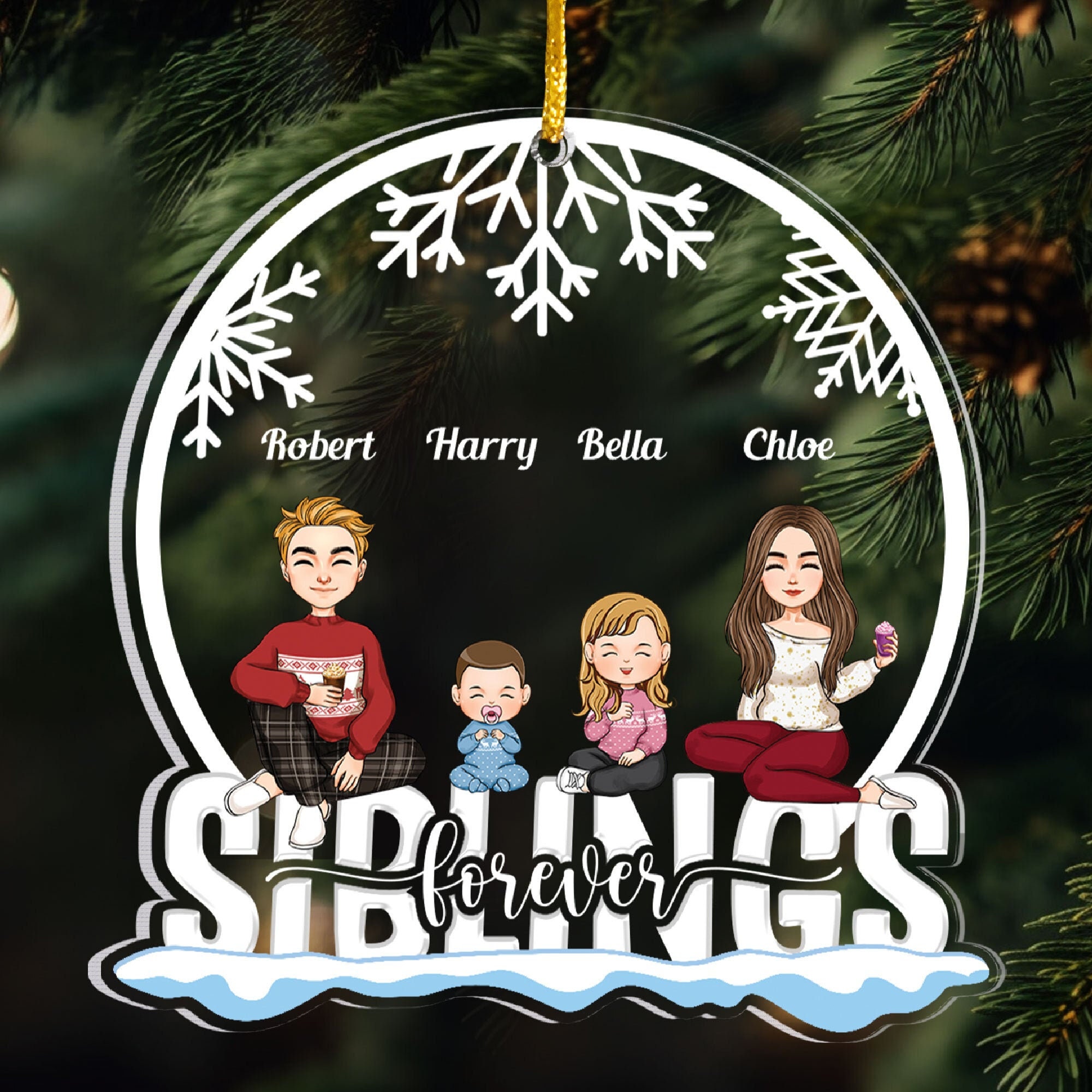 Siblings Ornament Sisters Forever Personalized Shaped Acrylic Ornament Personalized Family ...
