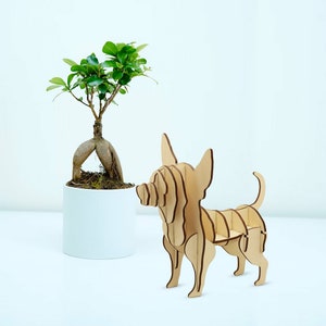 3D Puzzle Chihuahua Figurine Jewelry Organizer Home Decor Chihuahua Gift Wooden Puzzle