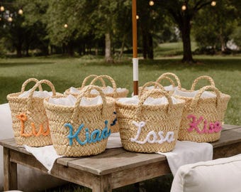 Custom Straw Bag, Personalized Straw Hand Bag, Bridesmaid Beach Bag, Bachelorette Party Gifts, Wedding Party Gifts, Wedding Bridesmaid Gifts