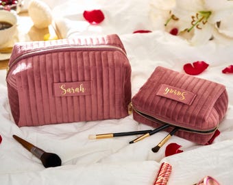 Personalized Makeup Bag, Valentines Day Gift, Velvet Custom Cosmetic Bag, Toiletry Bag, Valentine Gift For Her, Women Gifts, Eid Gifts