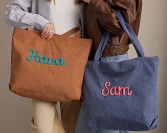 Personalized Corduroy Bag, Custom Easter Gifts, Custom Corduroy Tote Bag, Casual Hobo Bag, Everyday Travel Crossbody Bag, Gift For Her