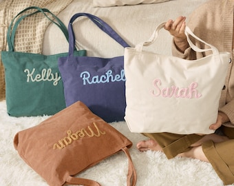 Personalized Corduroy Tote Bag, Custom Everyday Tote, Travel Crossbody Bag, Women Shoulder Bag, Gift For Her, Eid Gifts For Her