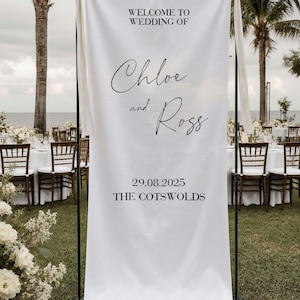 Wedding Fabric Sign, Custom Linen Wedding Welcome Sign, Personalized Wedding Decoration, Outdoor Wedding Banner, Wedding Welcome Decor