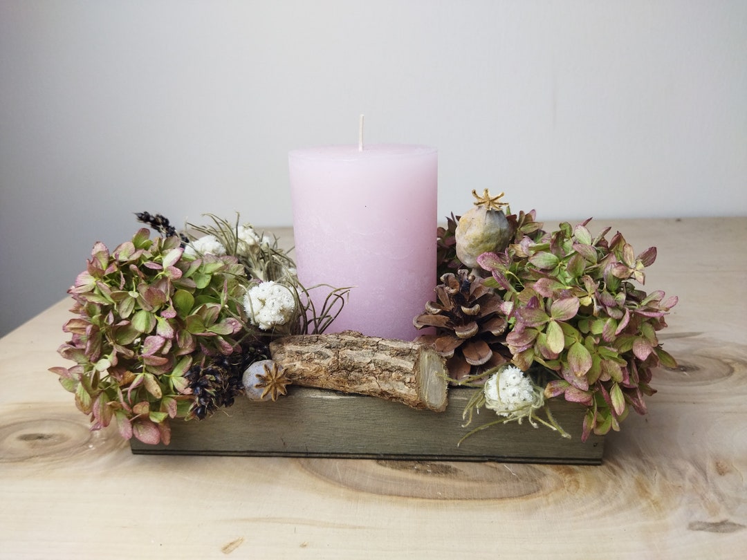 Table Decoration Rustic Table Arrangement With Dried Flowers ...