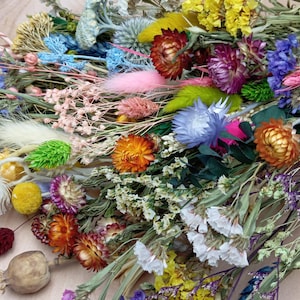 Dried flower mix, 100 stems – colorful assortment for weddings, decorations & crafts