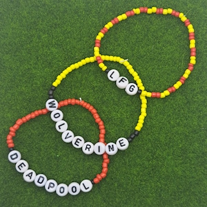 Deadpool and Wolverine Beaded Bracelet: Handmade Comic Book Jewelry