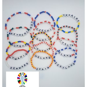 Pulseiras com bandeiras do mundo, Inglaterra, Alemanha, França, Dinamarca, Escócia